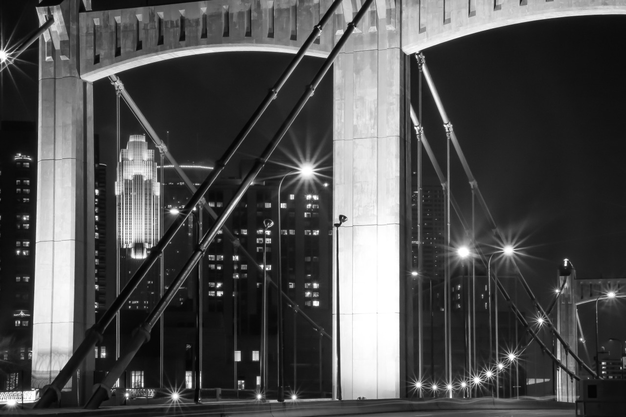 Crossing the Hennepin Ave Bridge into downtown Minneapolis.