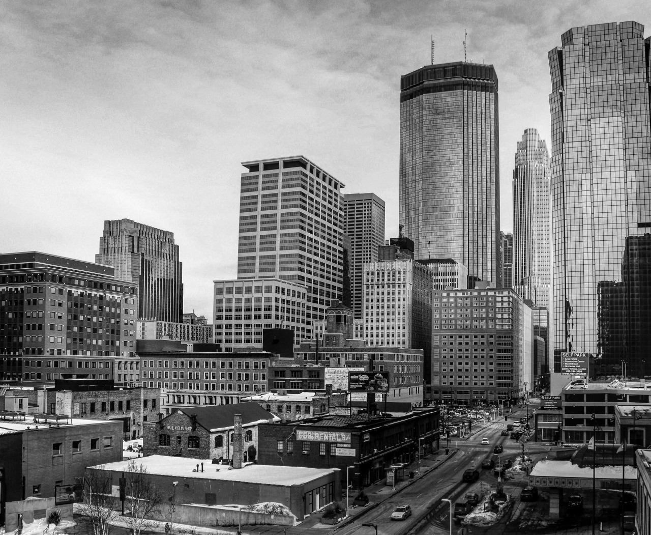 Here’s a picture of downtown Minneapolis from another parking garage. If there’s one positive to the sheer number of parking garages in the city