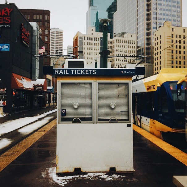 Lonely rail ticket booth.