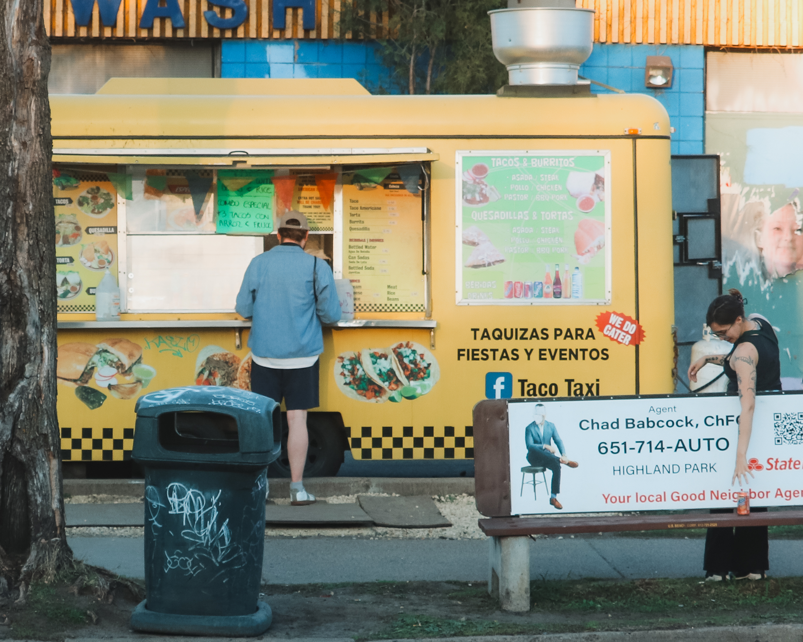 Person ordering tacos from Taco Taxi