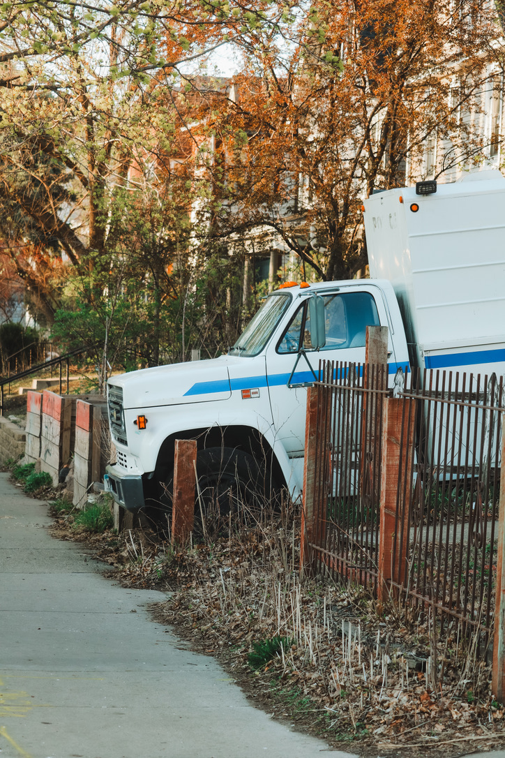 A truck in the grass