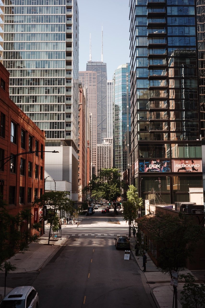 Hancock through the canyons of Streeterville - Chicago