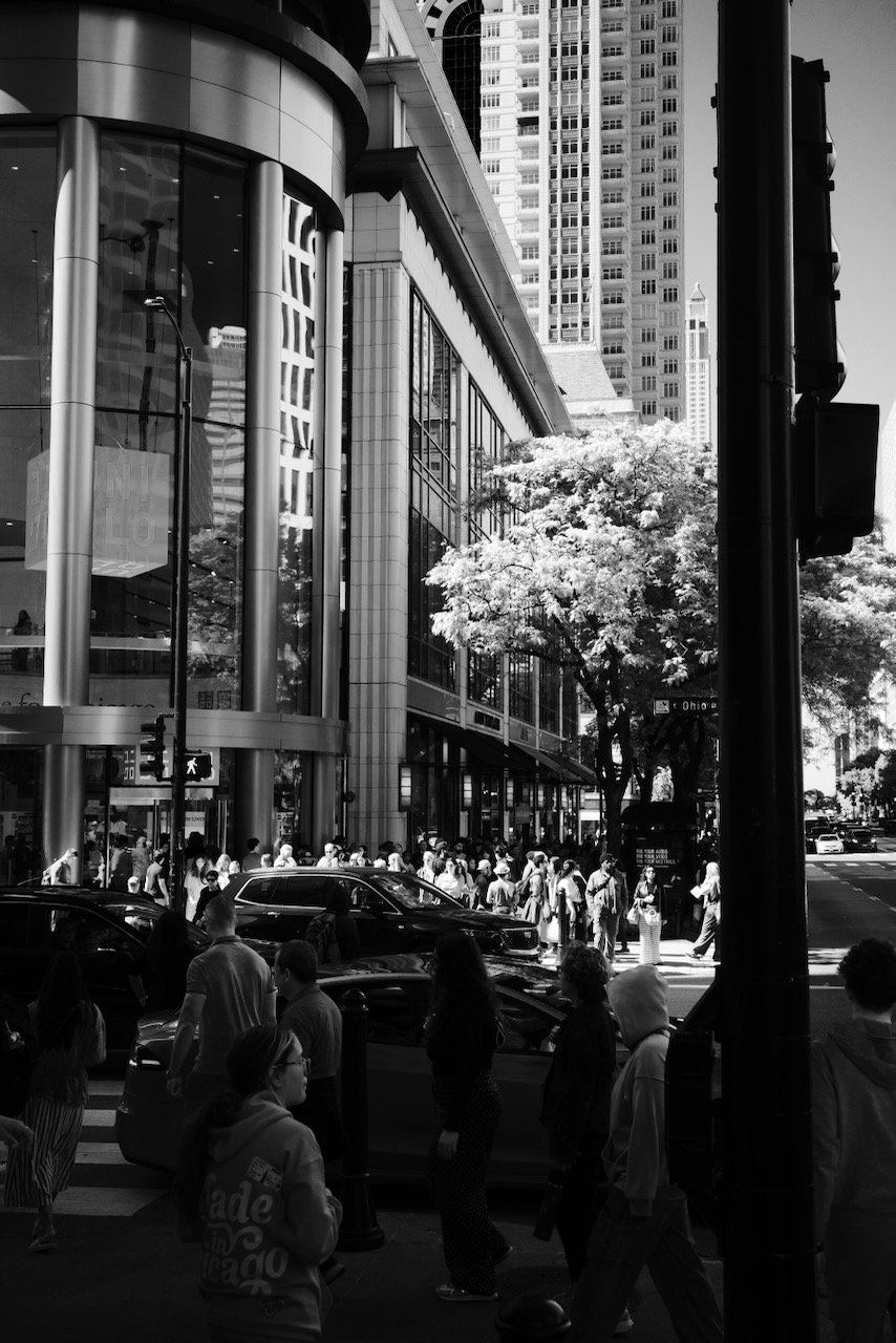 Crowds in the sun on Michigan Avenue - Chicago