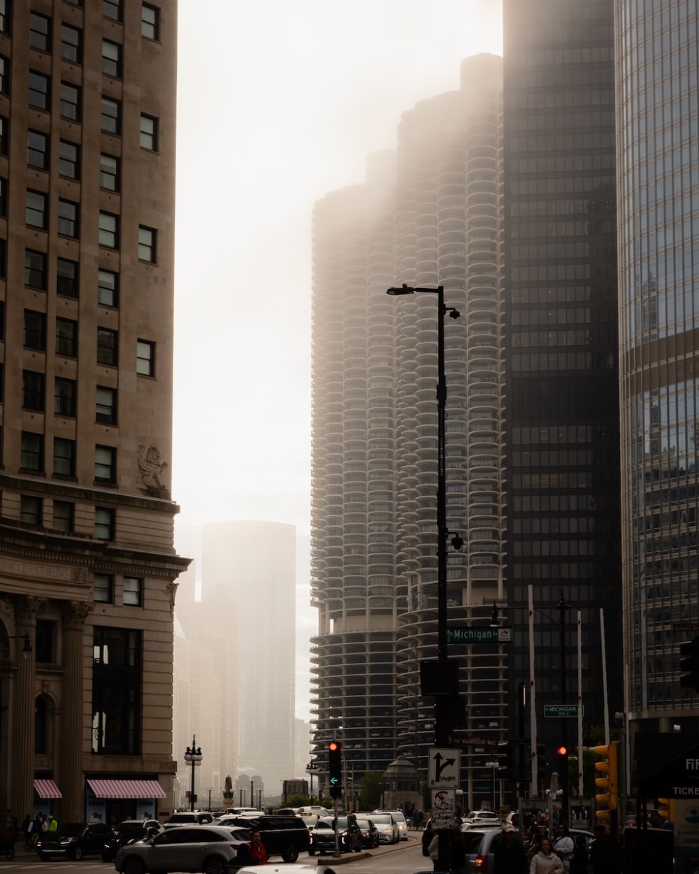 Marina City in the clouds - Chicago