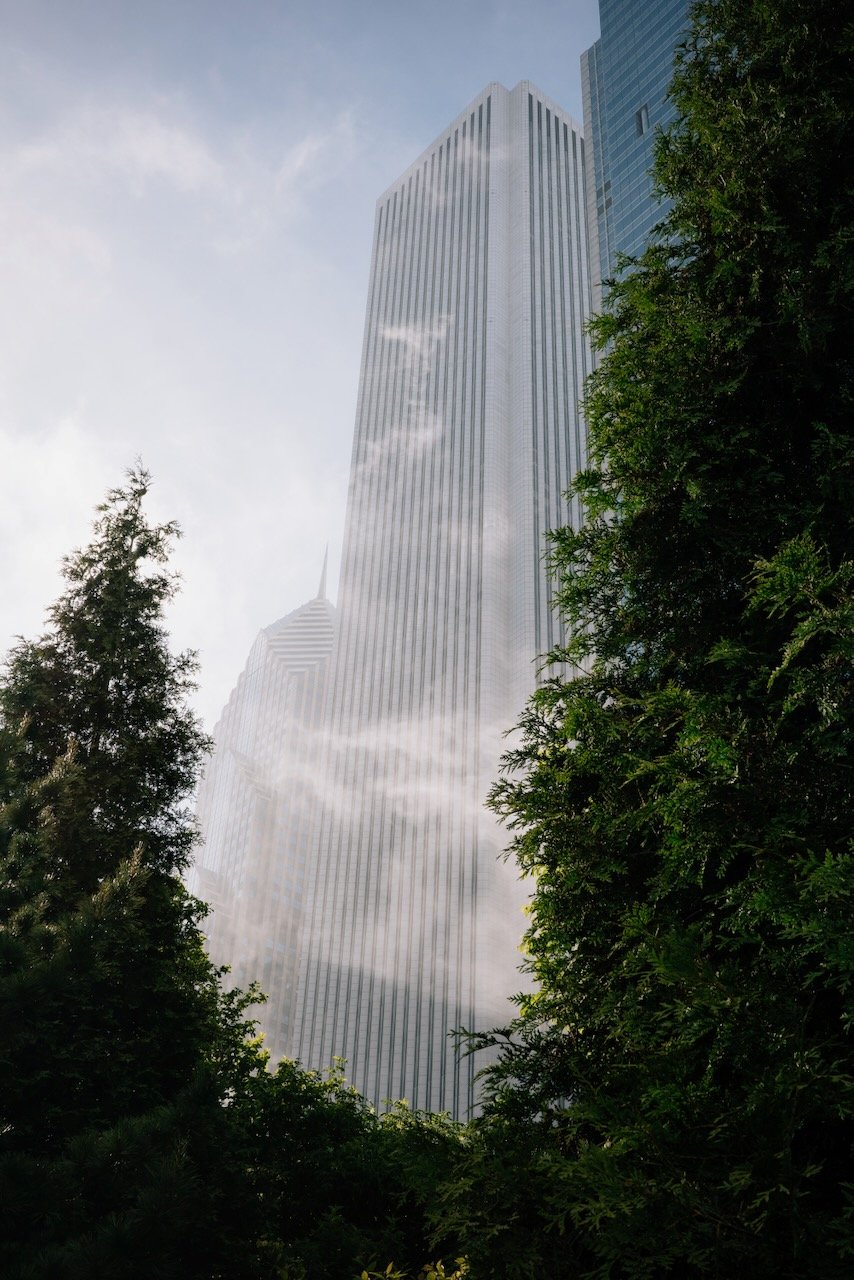 Clouds surround the AON building - Chicago