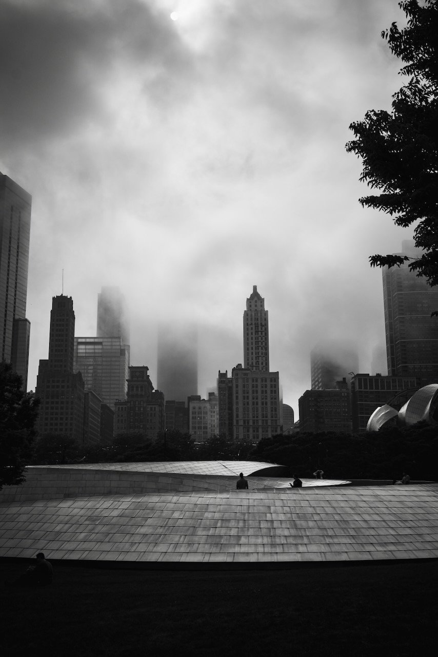 View of cloudy downtown Chicago