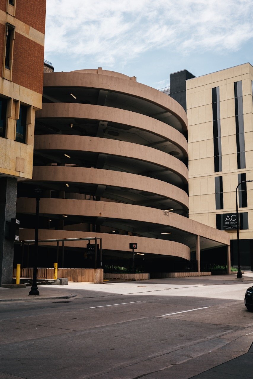 Spiral parking garage - downtown Minneapolis