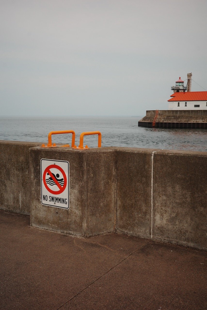 No swimming in Lake Superior - Canal Park - Duluth