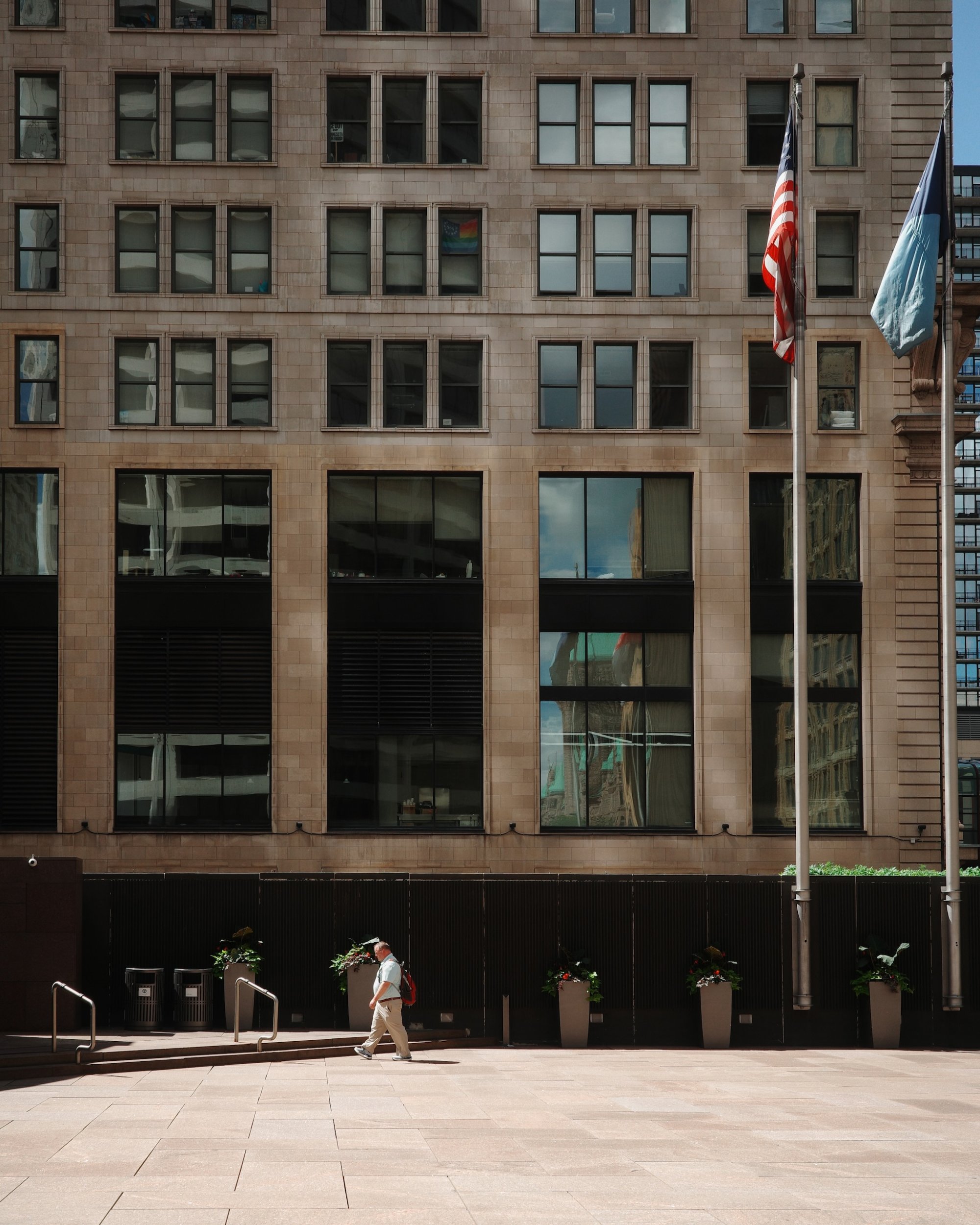 Man walking through downtown Minneapolis